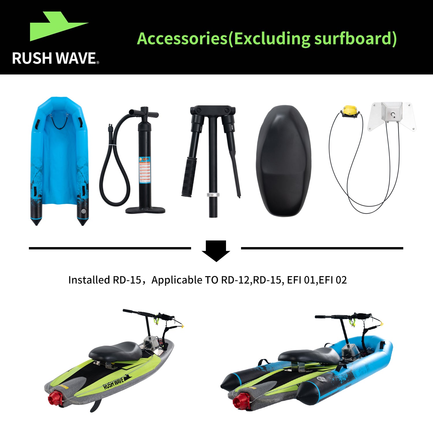 RUSH WAVE | Surf Boat | Suitable for Rider Pro | Accessory set